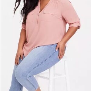 Torrid Dust Pink Blouse with Pockets